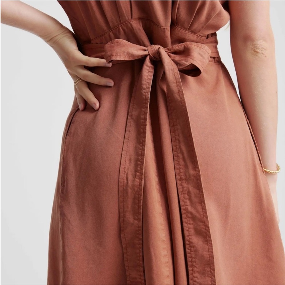 NWT Quince Vintage tencel button front dress terracotta XL - Picture 3 of 16